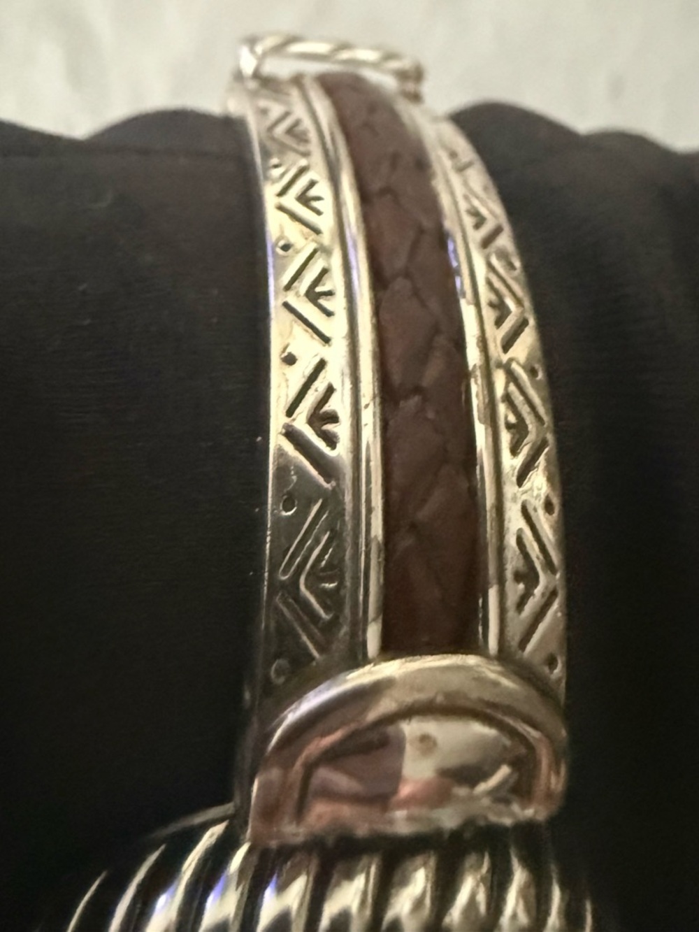 Brighton Watch Capistrano Silver Toned Brown Leather Braided Inlay Southwestern - Picture 7 of 15